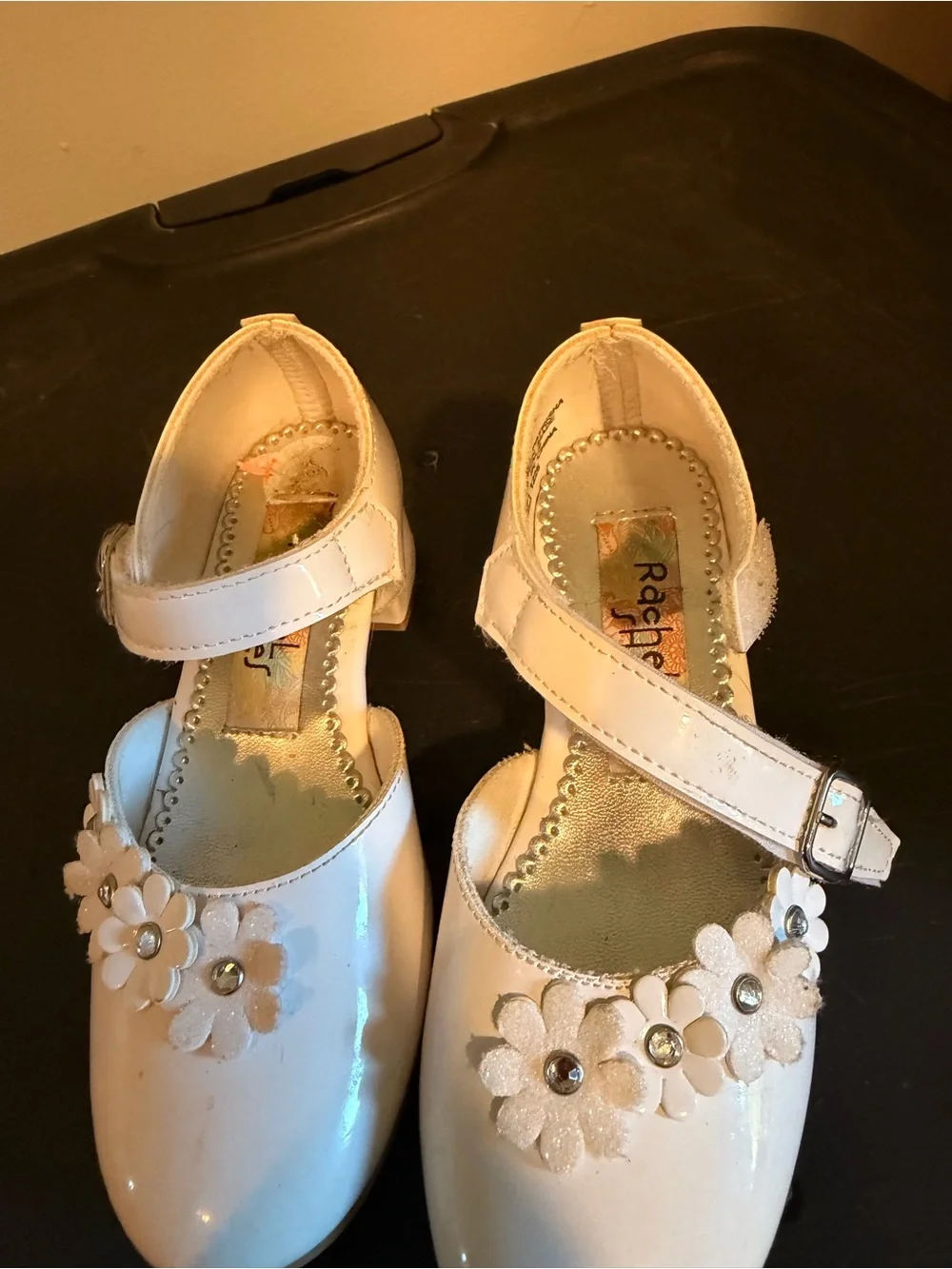 Rachel Shoes White Girls Floral Strap Dress Shoes